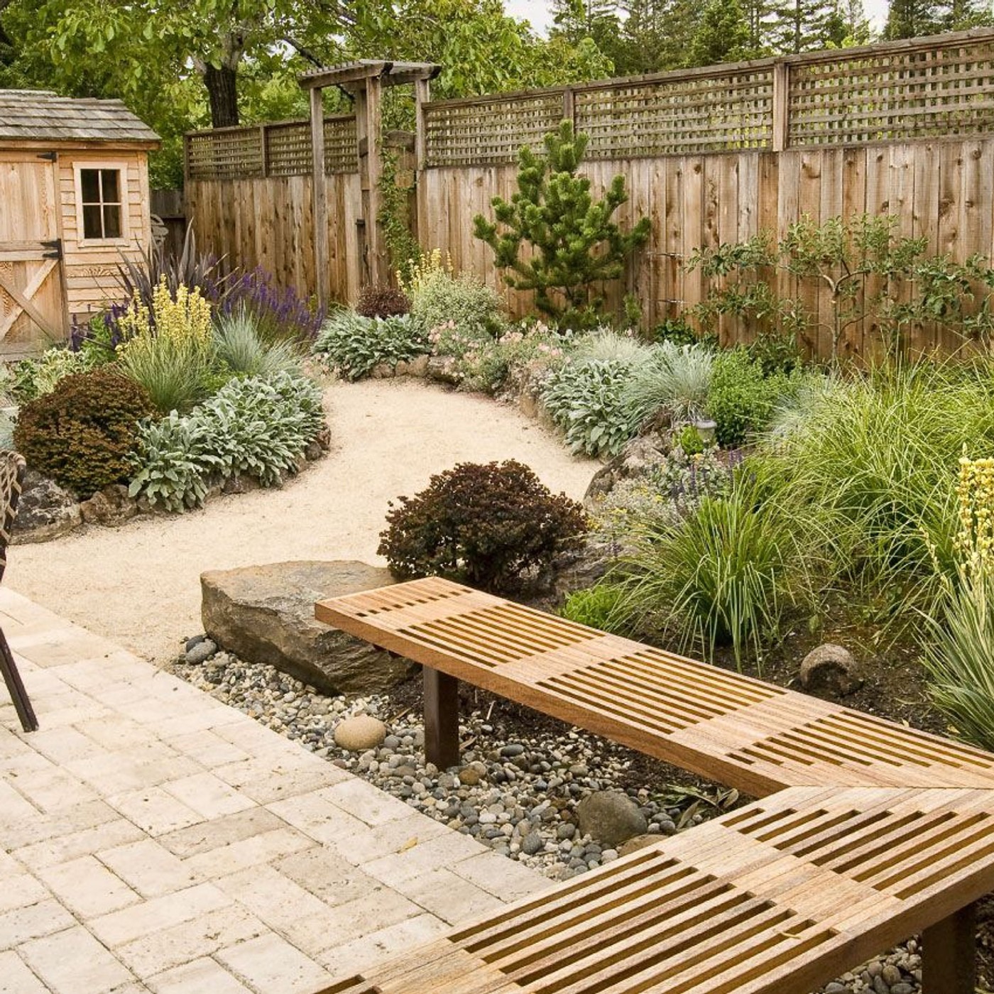 Concrete patio and planting